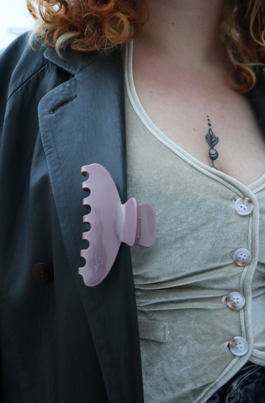 nachhaltige plastifreie Haarspange bio ohne plastik cellulose Haarklammer clawclip vegan altrosa braun qualität