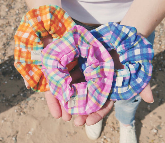 Haargummi mit Karomuster, orange