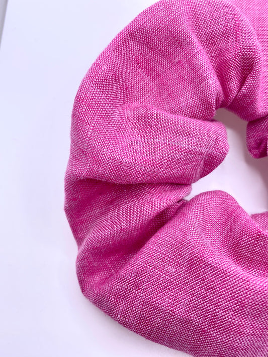 Haargummi aus rosa Leinen