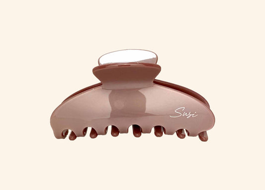 nachhaltige plastifreie Haarspange bio ohne plastik cellulose Haarklammer clawclip vegan altrosa braun qualität