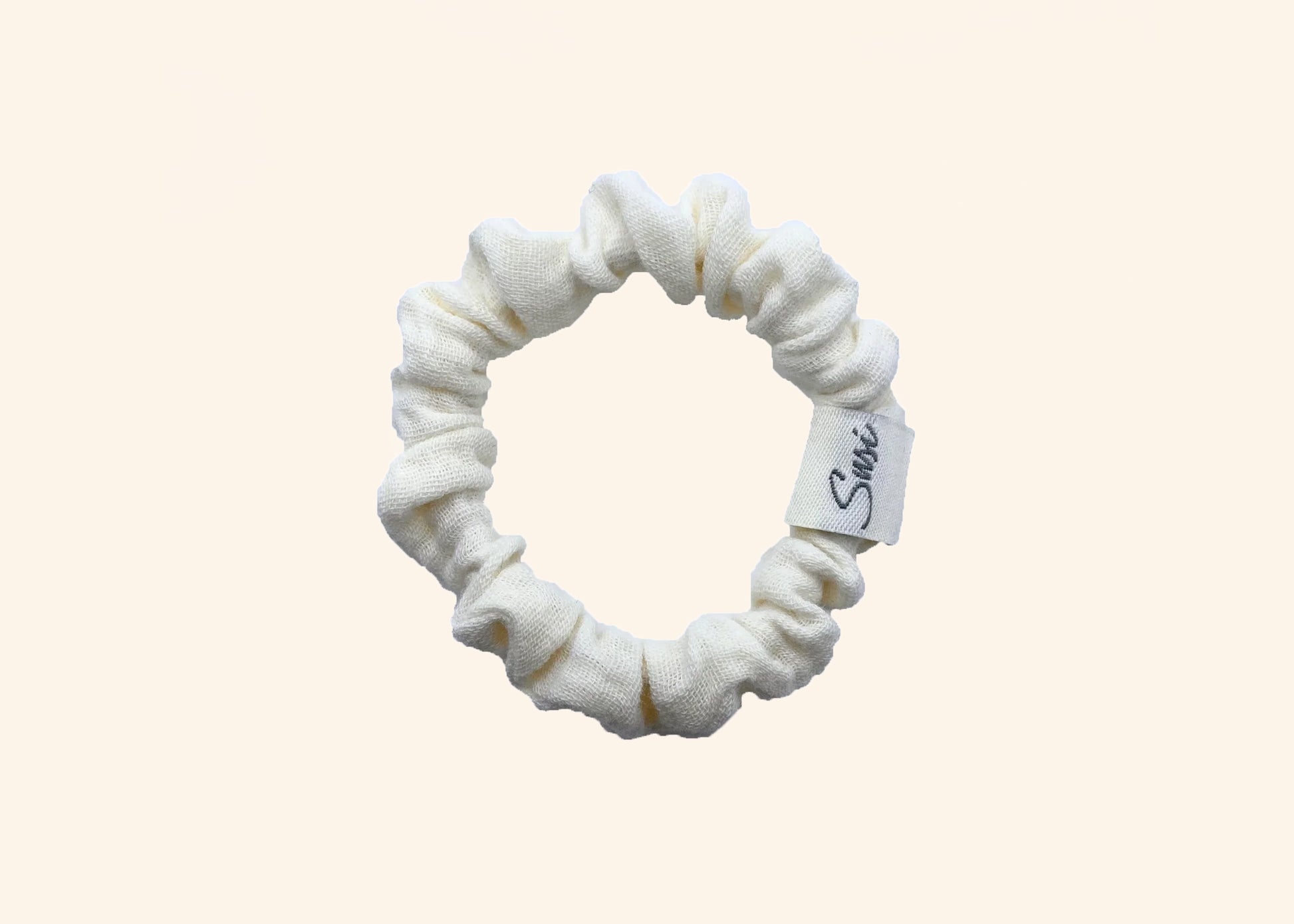 plastikfreier bio haargummi gots baumwoll musselin plasticfree naturkautschuk metallfrei cram creme weiß