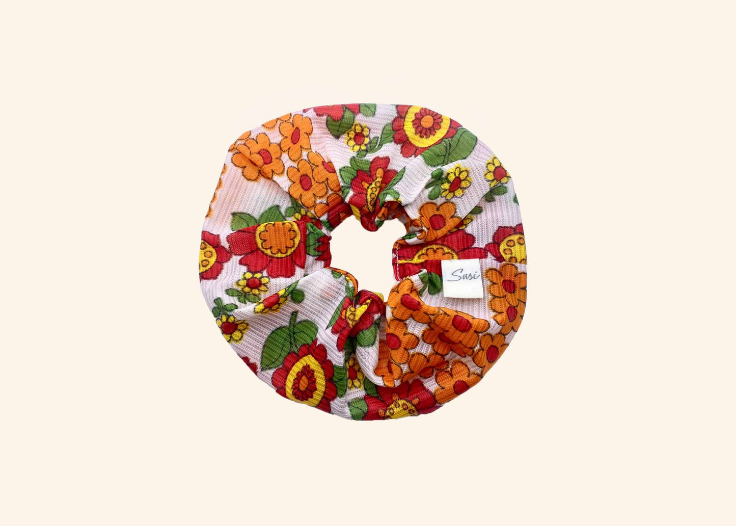 Scrunchie Flowerpower | retro vintage hairtie | eco-friendly made in Germany | Sustainable Susi Premium Hair accessories haargummi bio blumen 70s hippie
