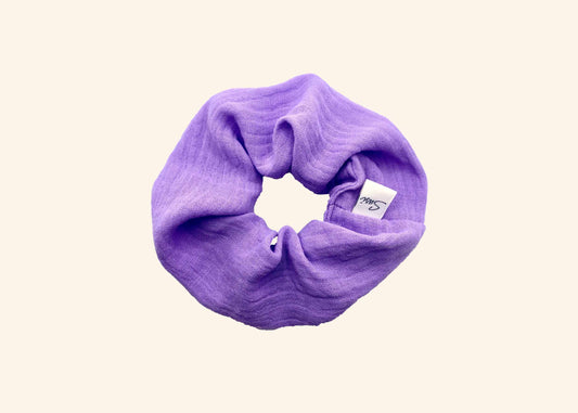 Hair Tie Ease Lavender Purple Scrunchie Premium Hair Accessories | Sustainable Susi Baumwolle gots Musselin haargummi plastikfrei bio kautschuk
