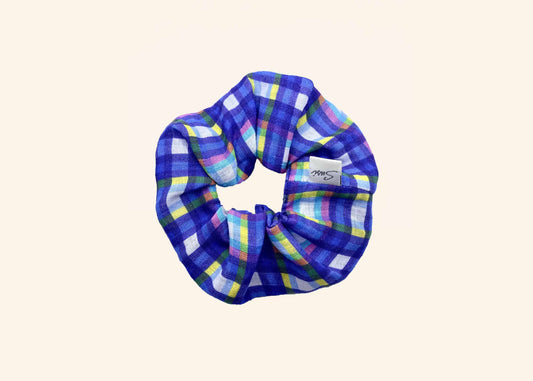 Haargummi, mehrfarbig kariert, blau