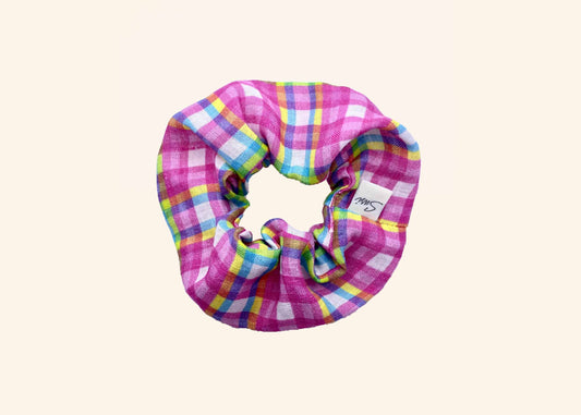 Haargummi, mehrfarbig kariert, rosa