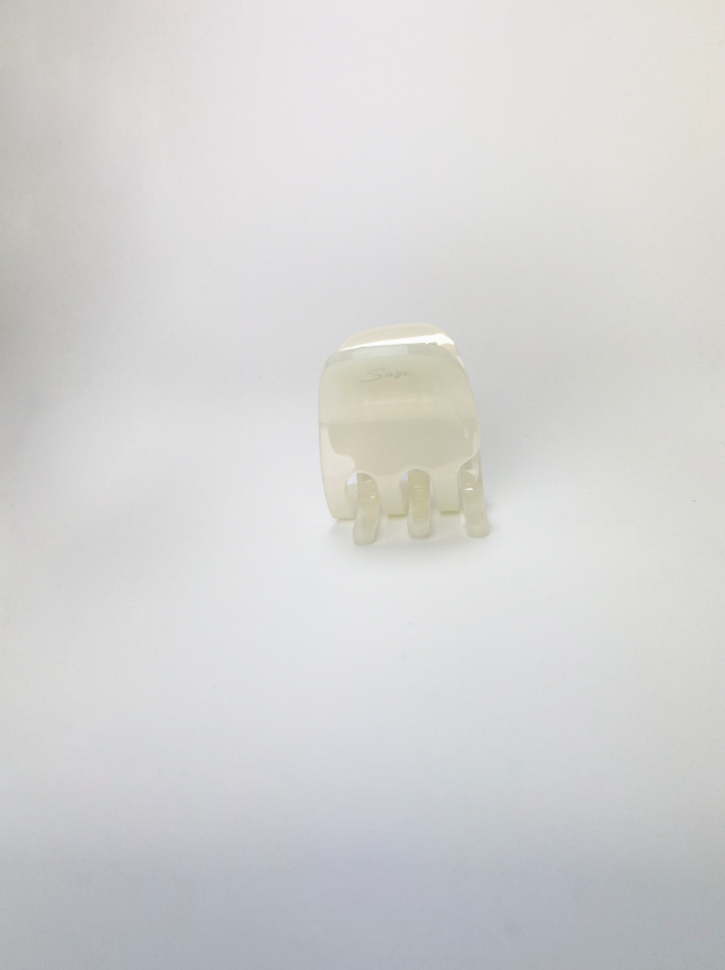 nachhaltige plastifreie Haarspange bio ohne plastik cellulose Haarklammer clawclip vegan perlmutt weiß glossy qualität