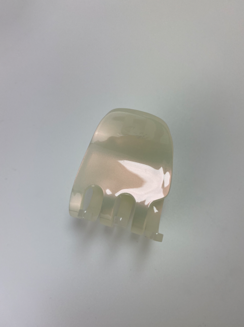 nachhaltige plastifreie Haarspange bio ohne plastik cellulose Haarklammer clawclip vegan perlmutt weiß glossy qualität