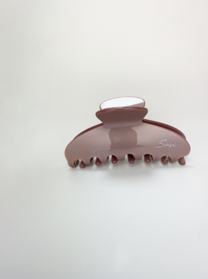 nachhaltige plastifreie Haarspange bio ohne plastik cellulose Haarklammer clawclip vegan altrosa braun qualität