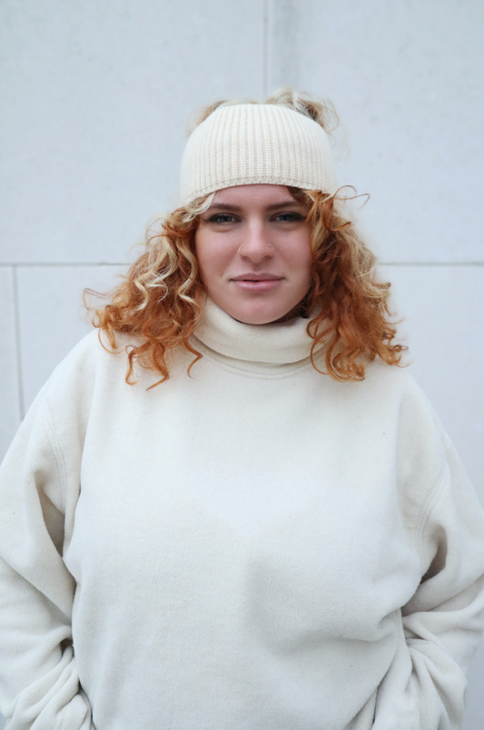 nachhaltige plastifreie kaschmir cashmere stirnband minimalistisch basic cream creme weiß qualität