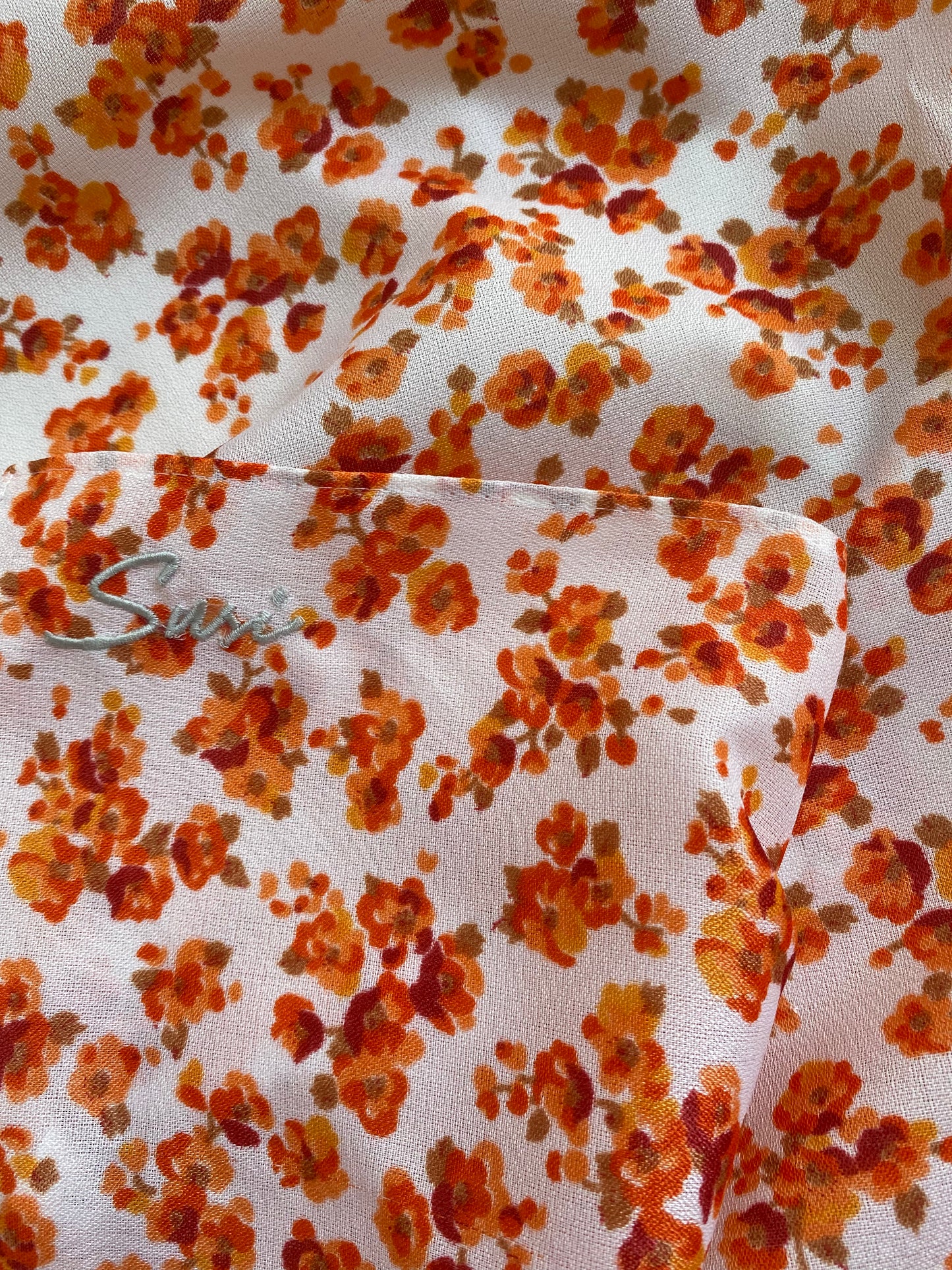 Headscarf Vintage Nast Orange White Flowers Scarf Premium Hair Accessories | Made in Germany | Sustainable Susi