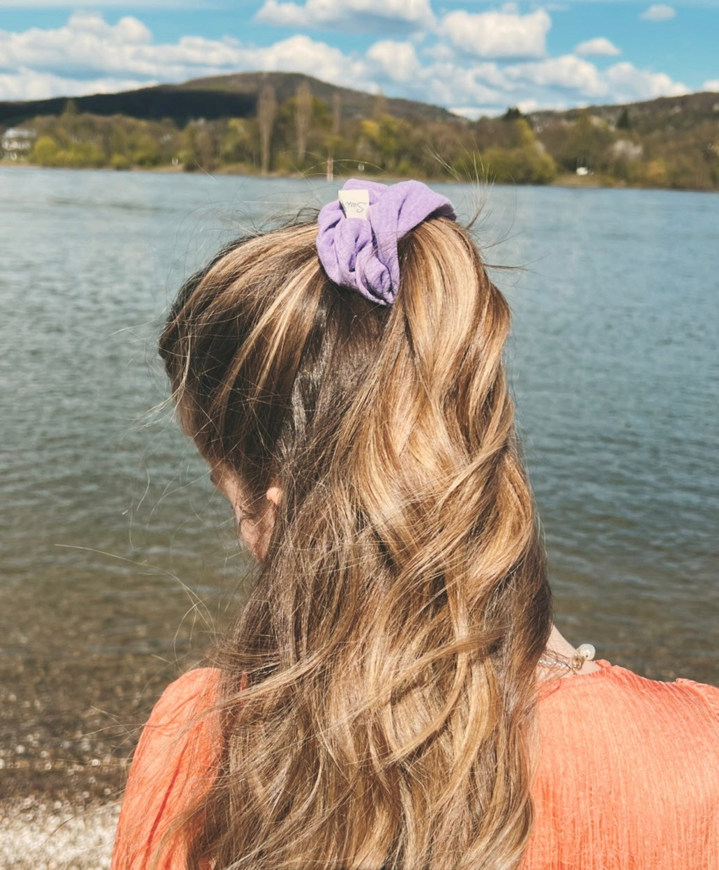 Hair Tie Ease Lavender Purple Scrunchie Premium Hair Accessories | Sustainable Susi Baumwolle gots Musselin haargummi plastikfrei bio kautschuk