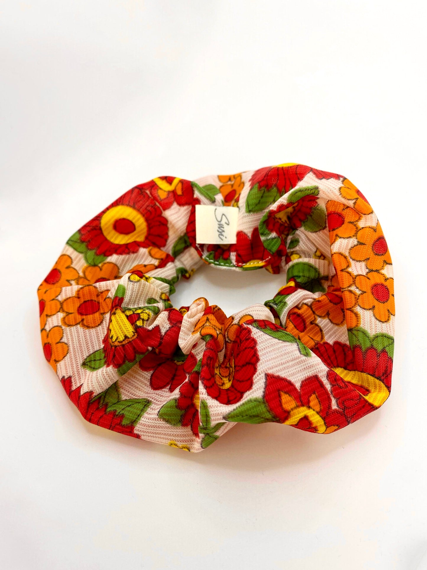 Scrunchie Flowerpower | retro vintage hairtie | eco-friendly made in Germany | Sustainable Susi Premium Hair accessories haargummi bio blumen 70s hippie