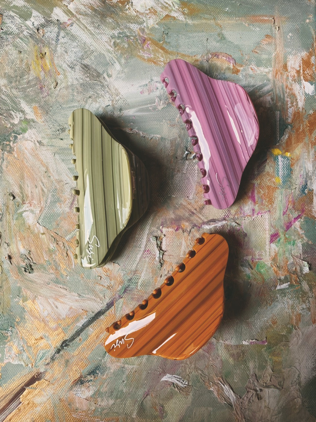 Cloud Hair Clip Sunset | Sustainable Susi | eco-friendly plasticfree Claw Clip orange gestreift vintage style bio premium qualiäts haarspange cellulose