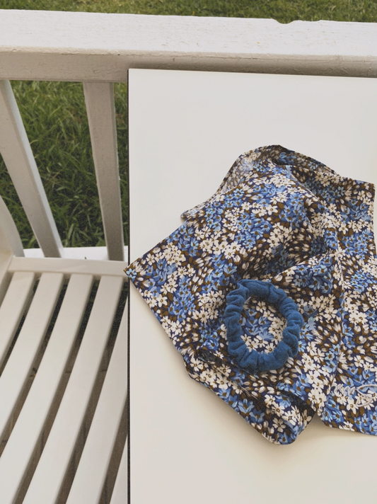 Hair Tie Ease Water Blue Scrunchie Premium Hair Accessories GOTS Cotton Muslin | Sustainable Susi