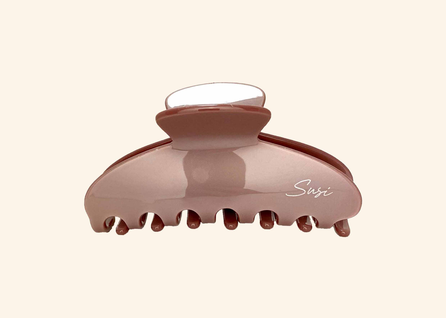 nachhaltige plastifreie Haarspange bio ohne plastik cellulose Haarklammer clawclip vegan altrosa braun qualität